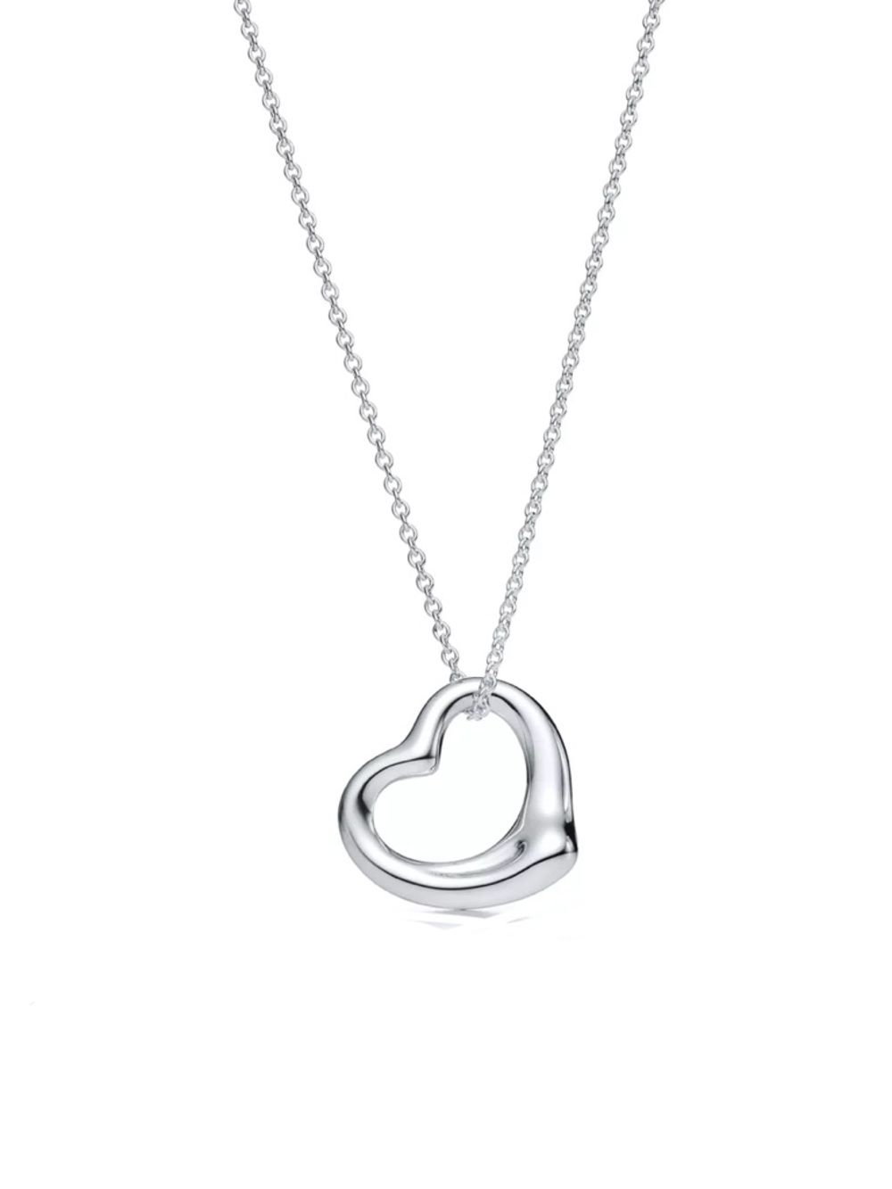 VTG. Tiffany And Co. Elsa Peretti Open Heart Silver 1” Pendant And 16” Necklace